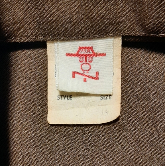 Vintage Brown Women's Polyester Blazer Union Made Button Down Pockets Size 14 - Picture 6 of 8